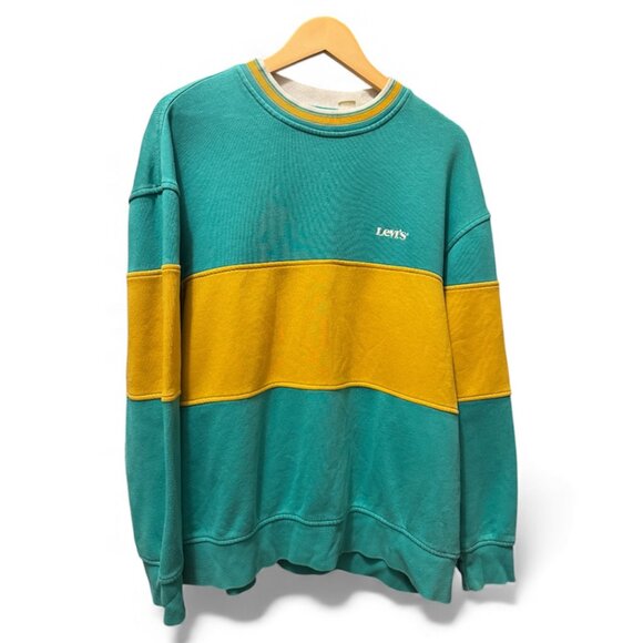 Levi’s Crewneck Sweatshirt | Teal & Mustard Yellow | Retro Vibes | Size L - Picture 1 of 7